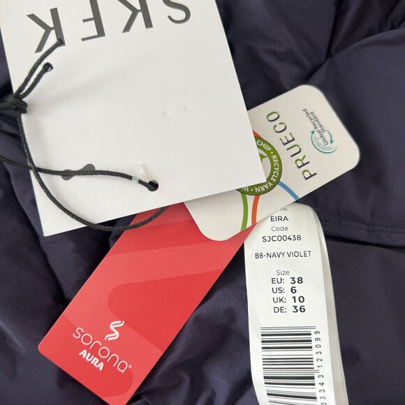 NWT SKFK Eira Navy Violet Quilted Snap Front Nylon Jacket EU 38 | US 6 Reg. $199 - Picture 8 of 14